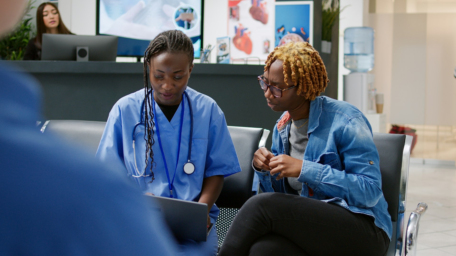 Nurse and patient talking
